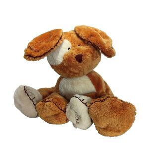 Tolo Puppy Dog Brown Tan Sitting Plush Rattle Blanket Stitched Paws Ears Stuffed